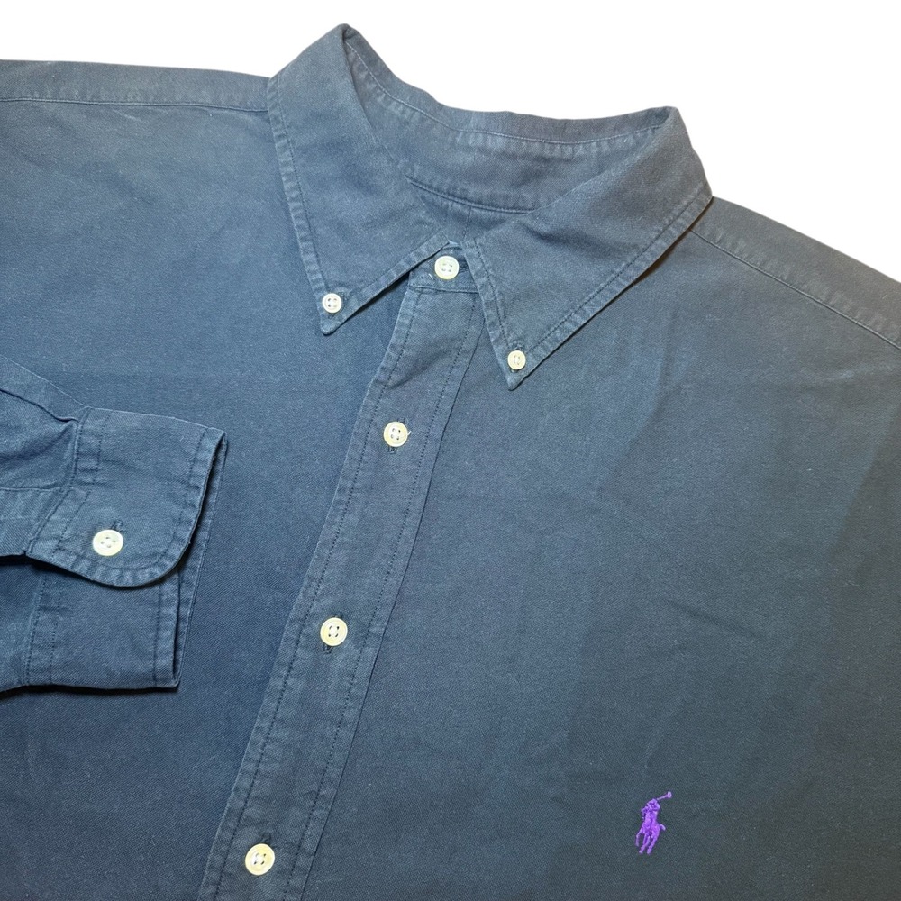 Ralph Lauren Mens 2XLT Tall Black Cotton Long Sleeve Button Down Shirt